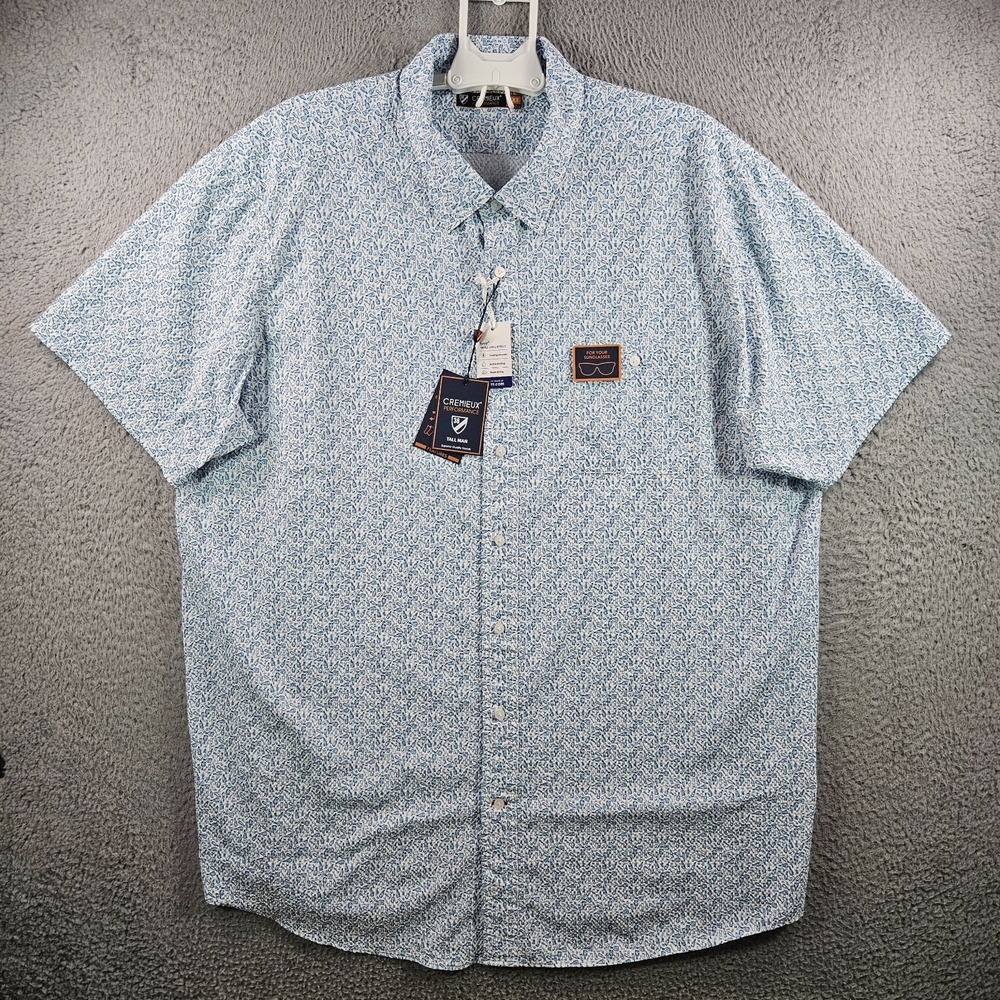 NEW Cremieux Performance Shirt Men 3XT UPF 30+ Short Sleeve Whisky Wine‎ Print